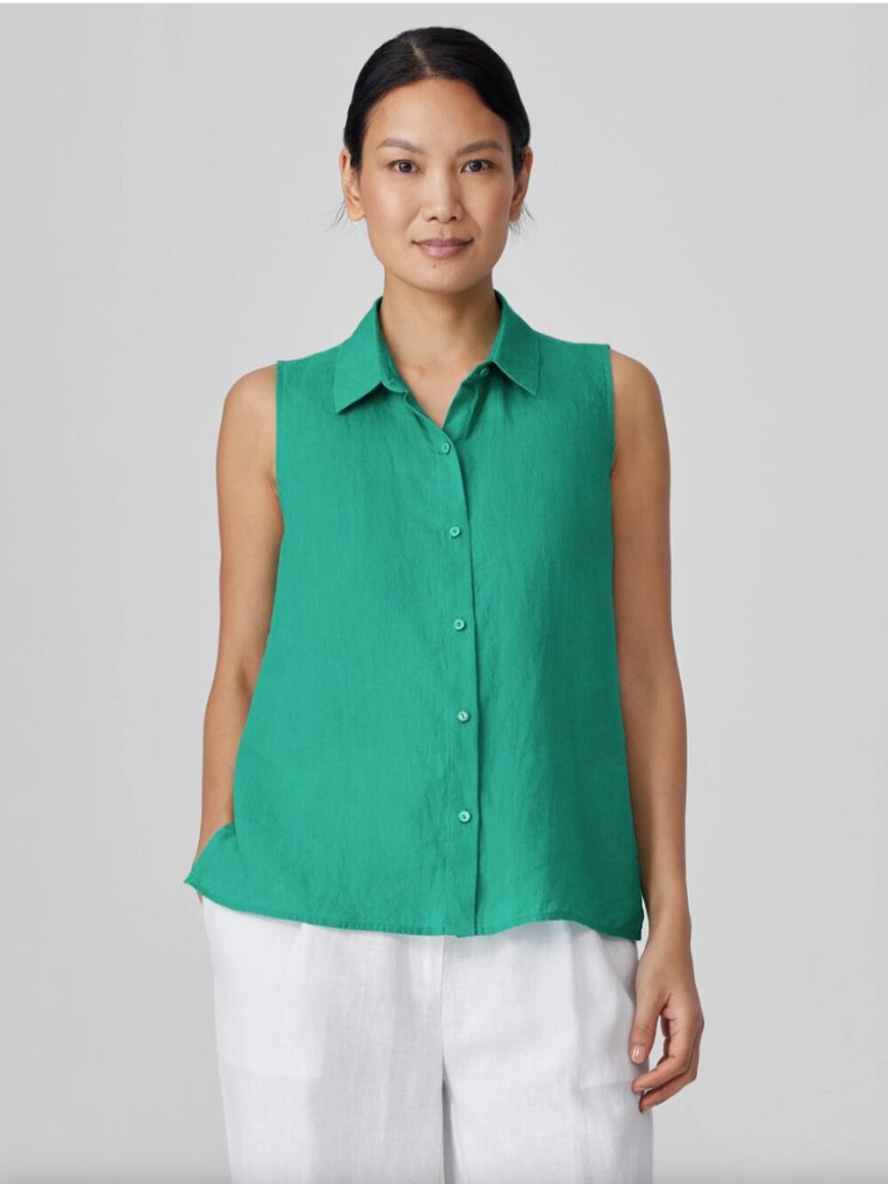 Eileen Fisher | Organic Handkerchief Linen Sleeveless Shirt | Effortless | XL